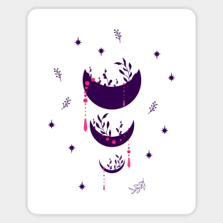 Moon with branches and stars Sticker